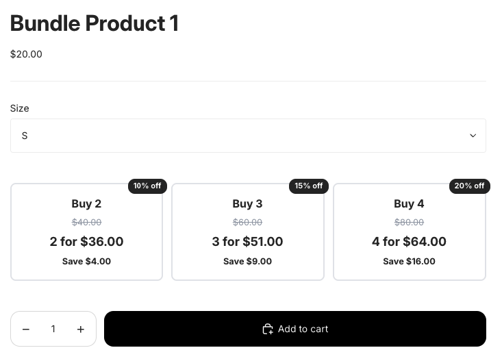 Volume pricing widget - boxes layout